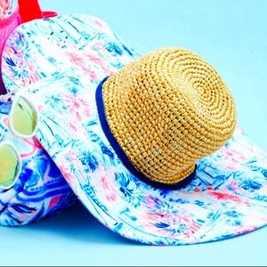 NWT Lilly Pulitzer Crew Blue TI Sea to Shining Sea Sun Hat
